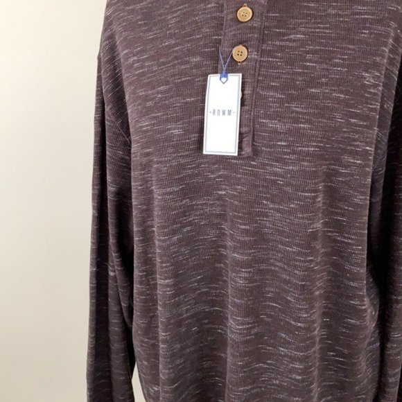 ROWM NWT MEN’S BROWN HENLEY LONG SLEEVE SIZE XL - Picture 2 of 6
